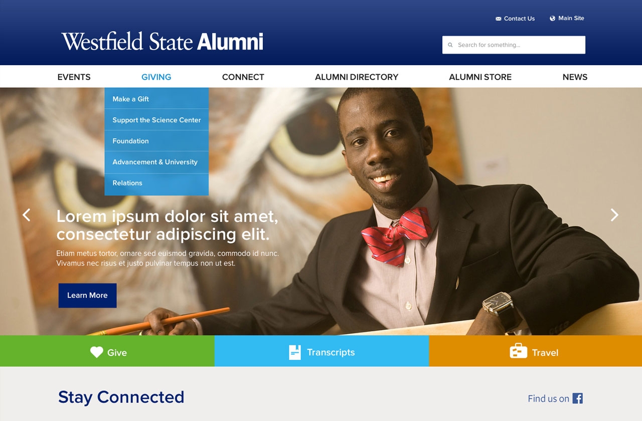 Westfield Alumni website image